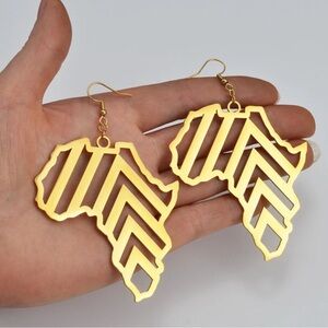 Gold Africa Map Earrings